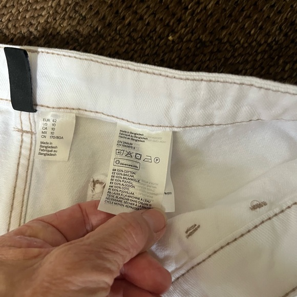 H&M DIVIDED White High Rise Super Wide Leg Utility Cargo Jeans Sz US 10 - Picture 4 of 6